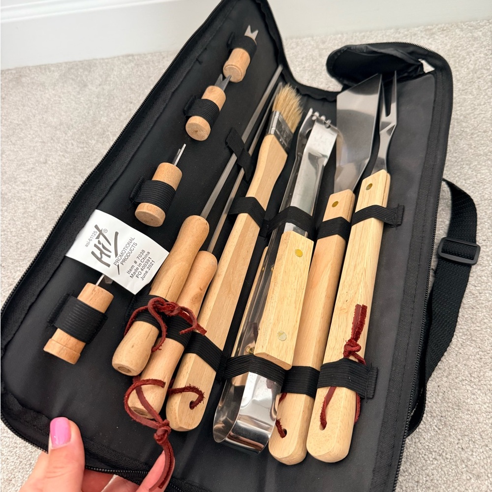 Wooden Handle BBQ Grill Tool Set
